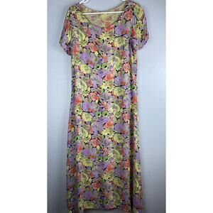 EUC Vintage Sarah Arizona Sz S Reversible Maxi Floral Rayon Boho Hippie Dress